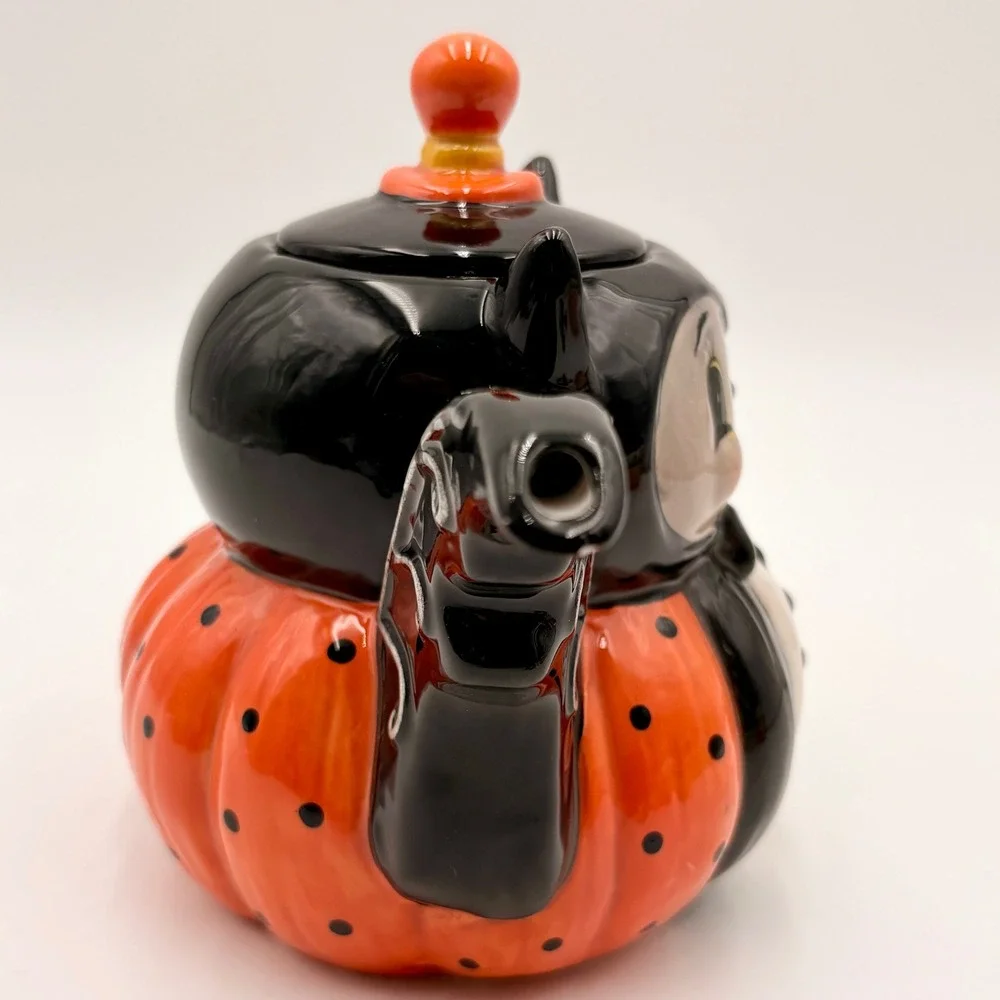 Johanna Parker Halloween Vampire Bat Pumpkin Ceramic Teapot Vintage Style